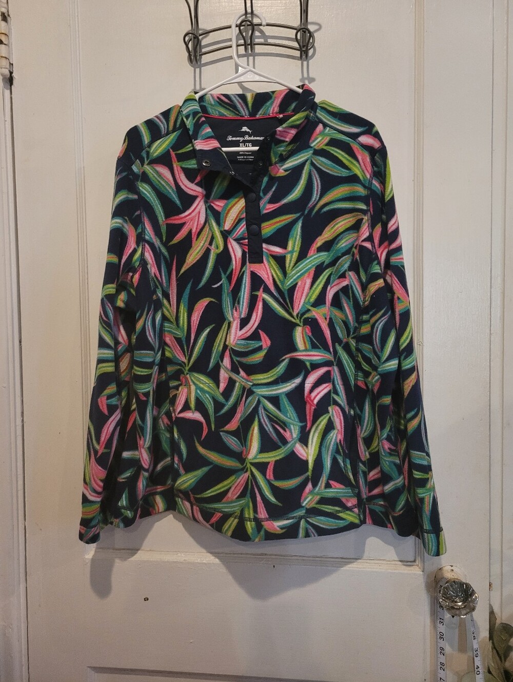 New Womens Size XL Tommy Bahama Tropical Print Fleece Pullover Jacket
